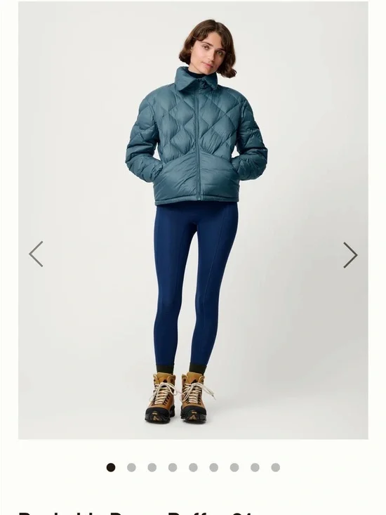 Women’s Teal Quilted Diamond Puffer Jacket - Picture 3 of 5